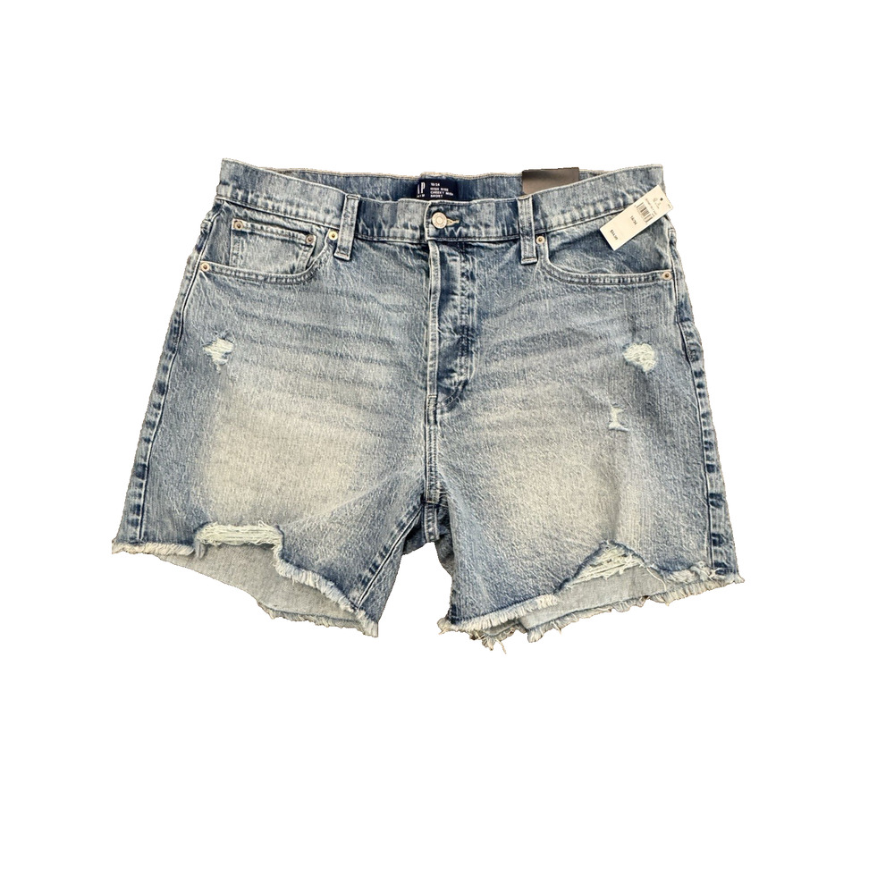 GAP Women's Cheeky Midi High Rise Denim Button Fly Shorts Size 34/18 NWT